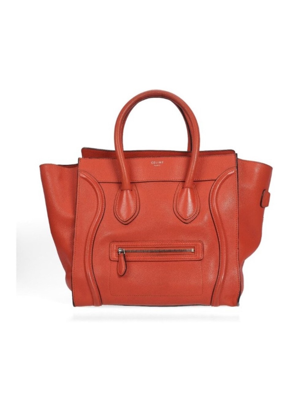 Celine Orange Leather Luggage Tote Bag